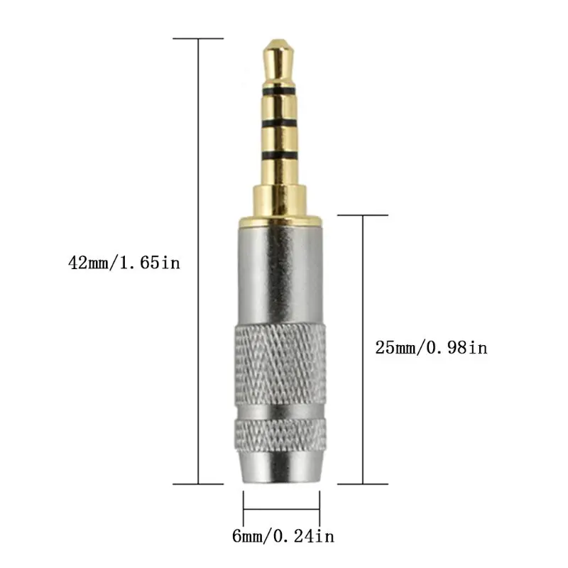 

5Pcs Gold Plated 3.5mm Stereo Headphone Jack Plug 4Pole Audio Solders Connectors Hot