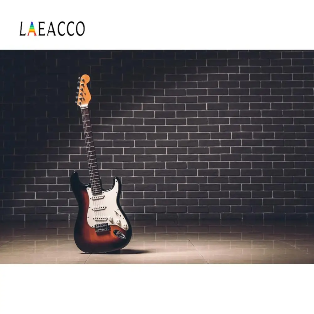 Laeacco музыкальные фоны для фотосъемки вечерние с темно черной кирпичной стеной и