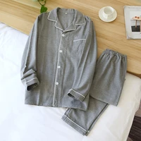 new style pajamas cotton large size solid color home service flannel simple long sleeved trousers sanded couple living service
