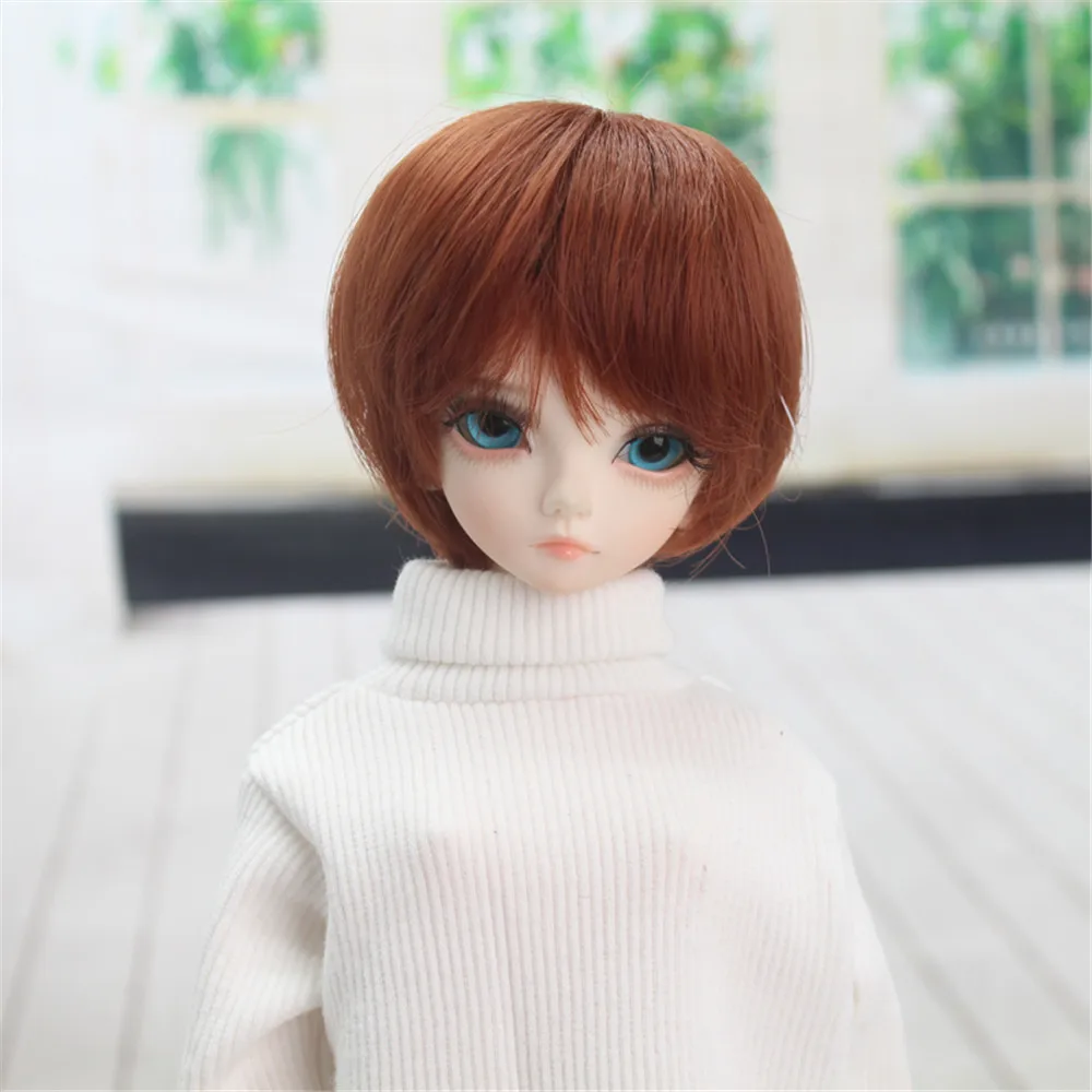 Короткие парики из высокотемпературного волокна коричневые кукольных волос для