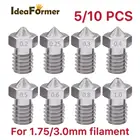 Сопло из нержавеющей стали 0,20,250,30,40,50,60,81,01,75 мм, M6 с резьбой, для филаментной печатающей головки 3D-принтера 3,0мм, 510 шт.