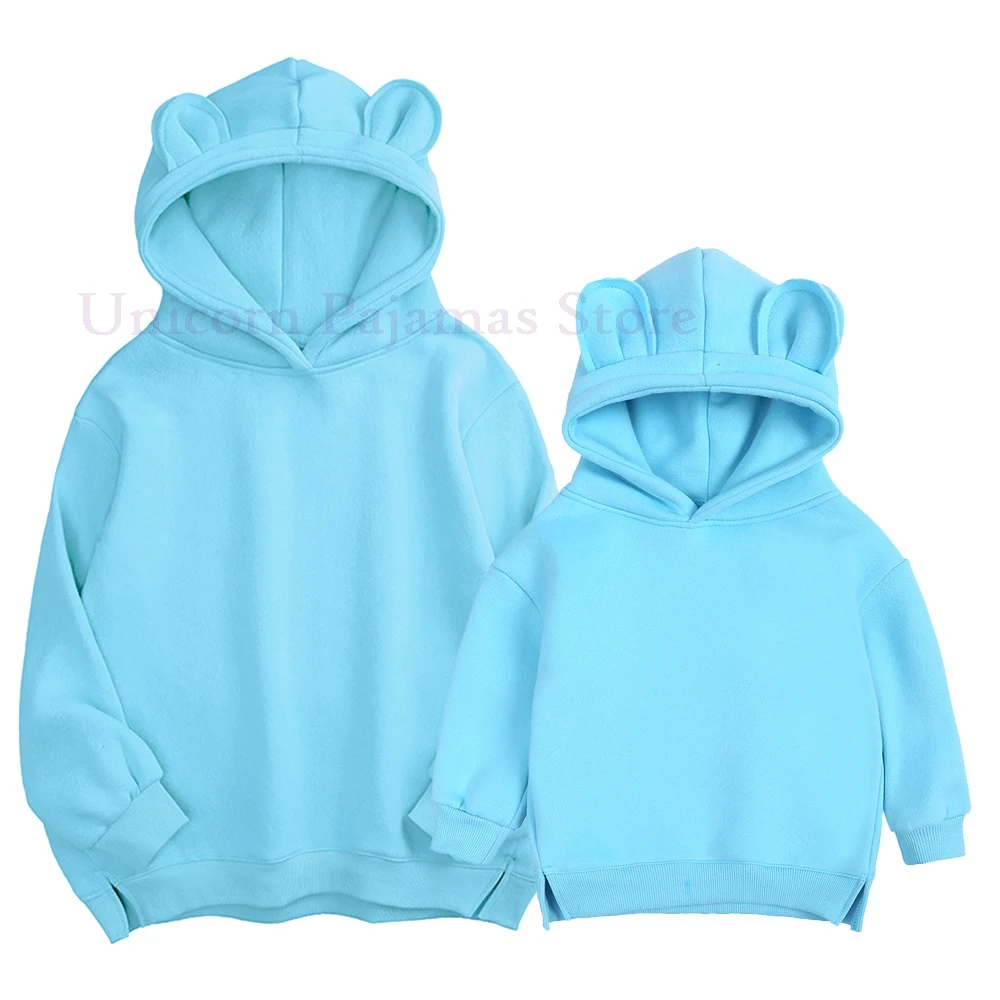 Синяя толстовка с капюшоном свитер для малышей семейный внешний вид Одинаковая