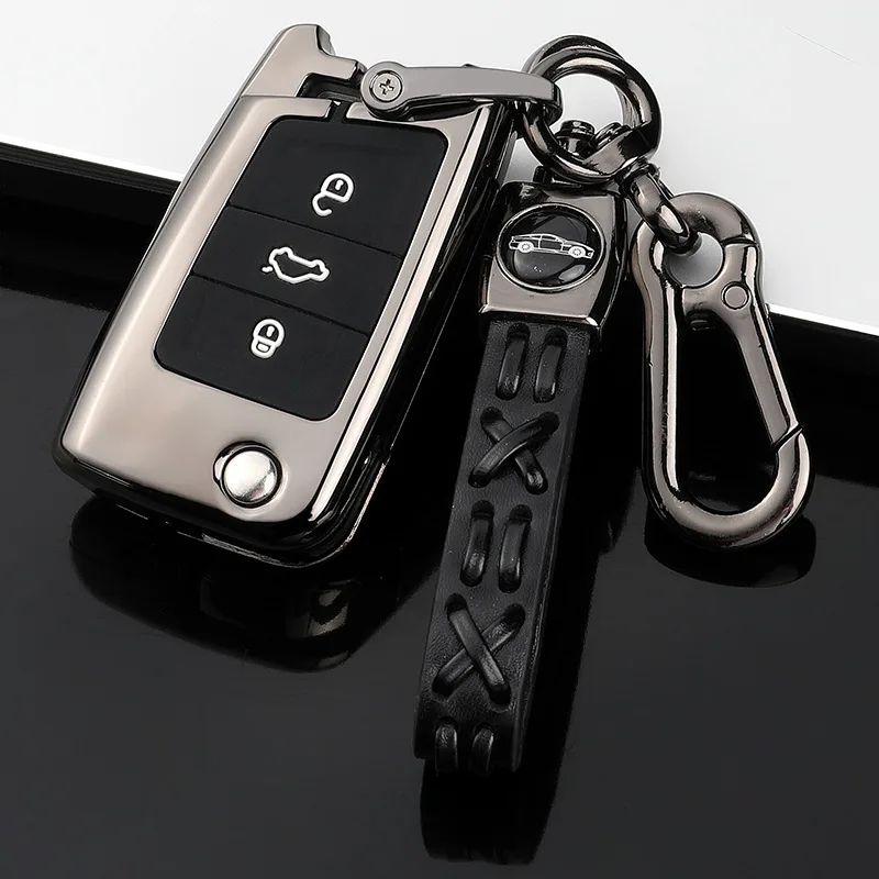 

Galvanized Alloy Car Key Case Cover For Volkswagen VW Golf 7 mk7 Seat Ibiza Leon FR 2 Altea Aztec For Skoda Octavia Covers