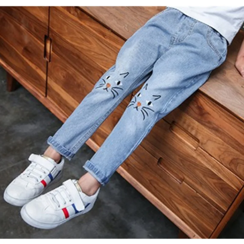 Джинсы для девочек ковбойские брюки Повседневные детские штаны хлопковые