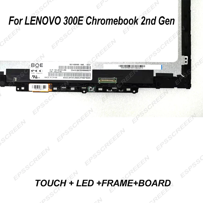 

11.6 screen for lenovo 300e Chromebook 2nd Gen 81MB 81QC 82CE TOUCH DIGITIZER+LED DISPLAY+FRAME+BOARD ASSEMBLIES LCD Module