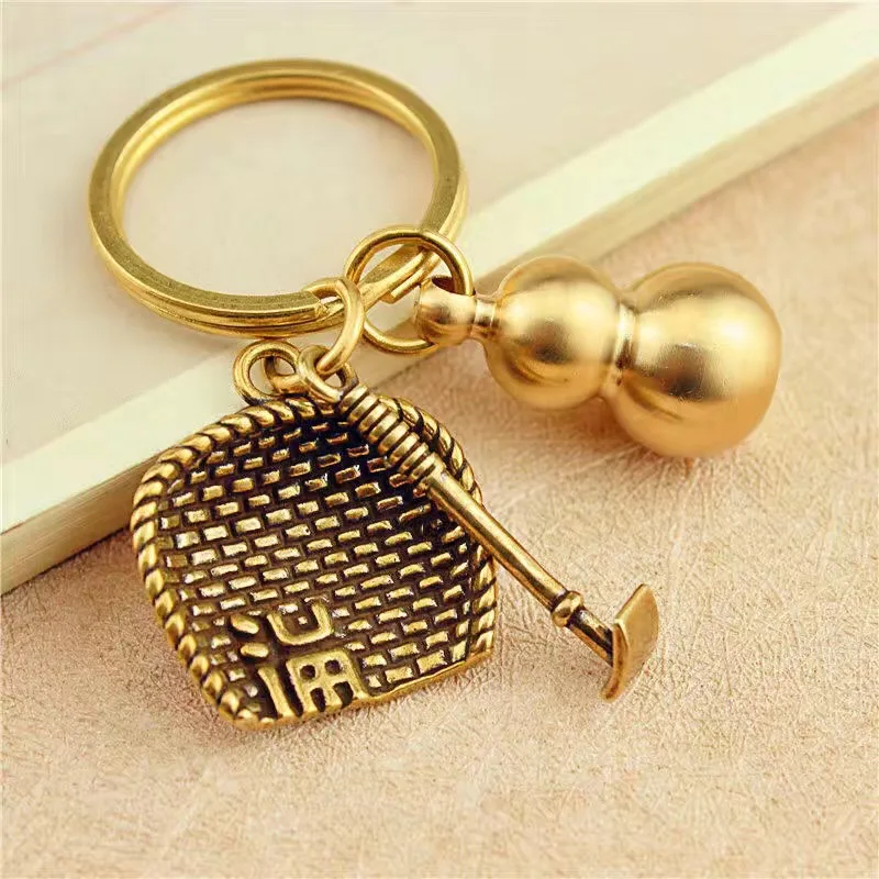 

Creative brass one leaf make money gourd keychain pendant car keychain Ornaments
