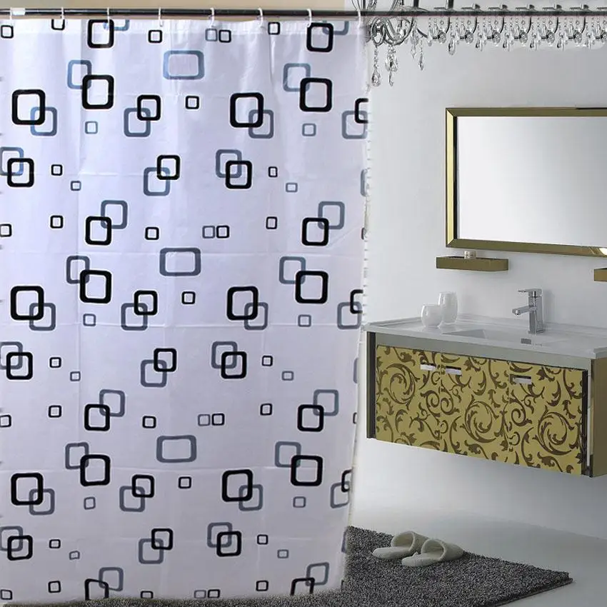 

10Shower Curtain Bath Curtains Bathroom Cortina Waterproof Polyester Floral Cover With 12pcs Hooks 180 x 180cm 180 x 200cm