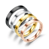 3mm thin rings female jewelry man black rose gold color stainless steel elegant party tail ring for women lover gift