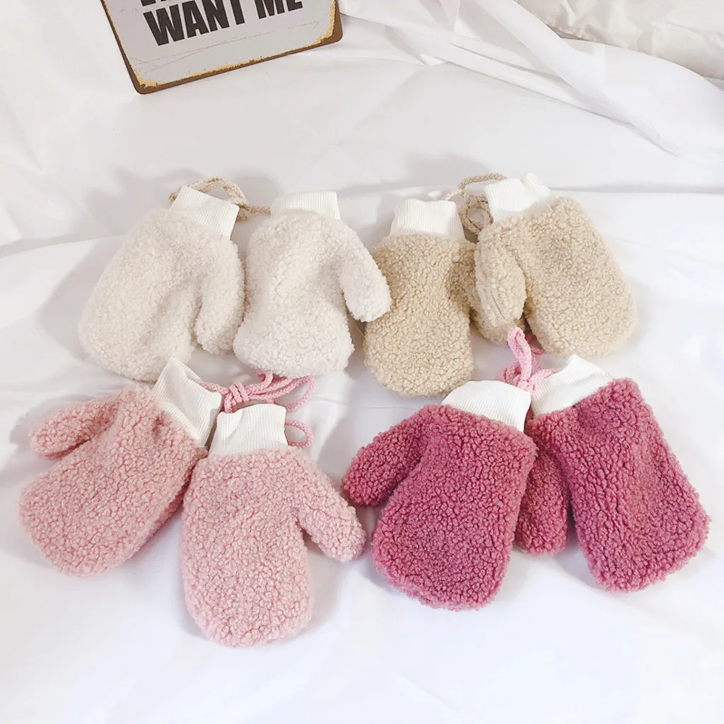 Toddler Baby Thicken Boys Girls Rope Full Finger Warm Knitted Mittens Gloves перчатки детские kids solid gloves baby | Детская