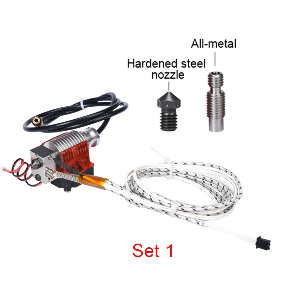 V6 j-головка Hotend экструдер для E3D V6 Боуден экструдер покрытый медным блоком закаленная стальная насадка+ вентилятор охлаждения PTFE части 3d принтера - Цвет: Set 1