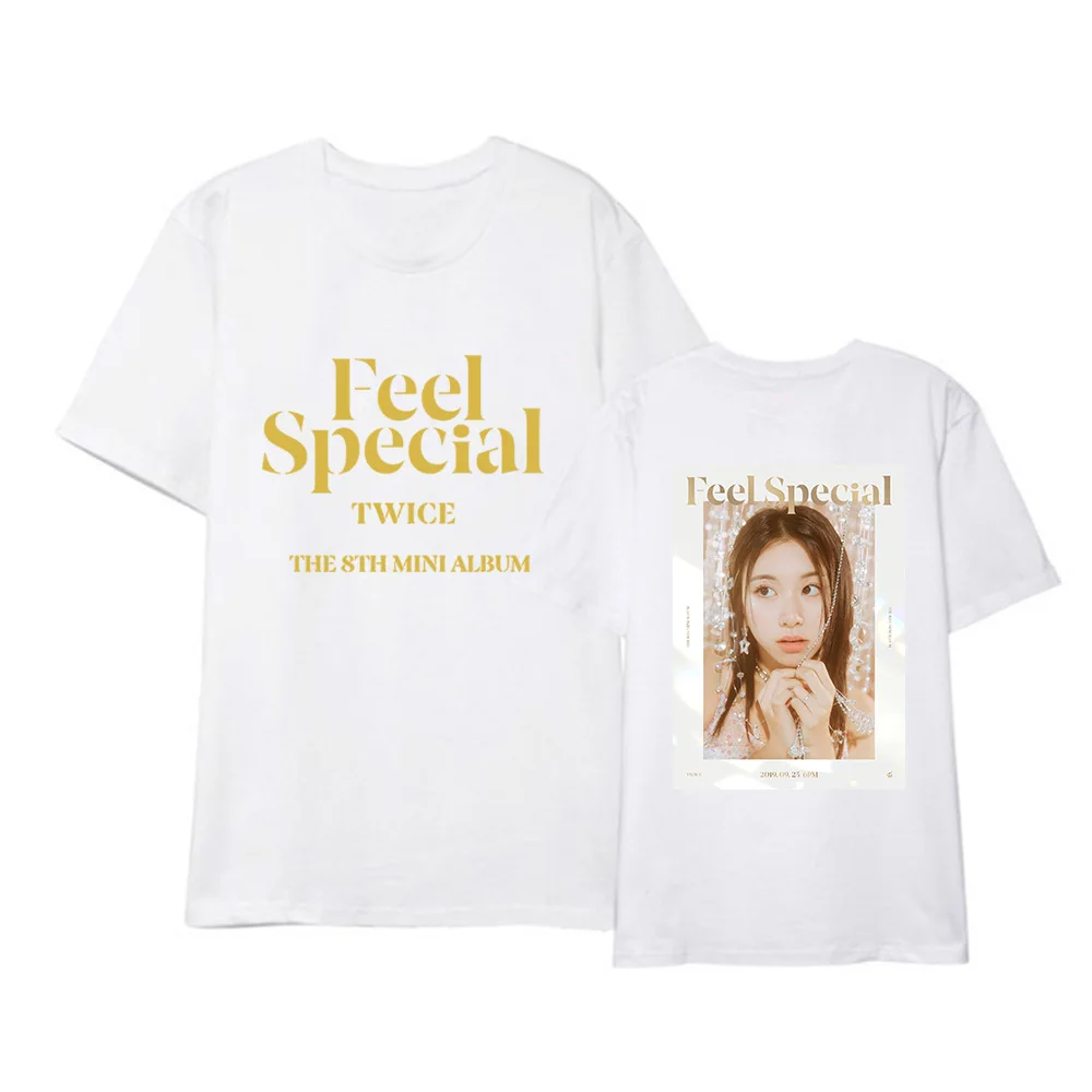 Kpop TWICE FEEL SPECIAL The 8th Mini Album Shirt Повседневная Свободная одежда в стиле хип-хоп футболка Топы с короткими рукавами футболка DX1219