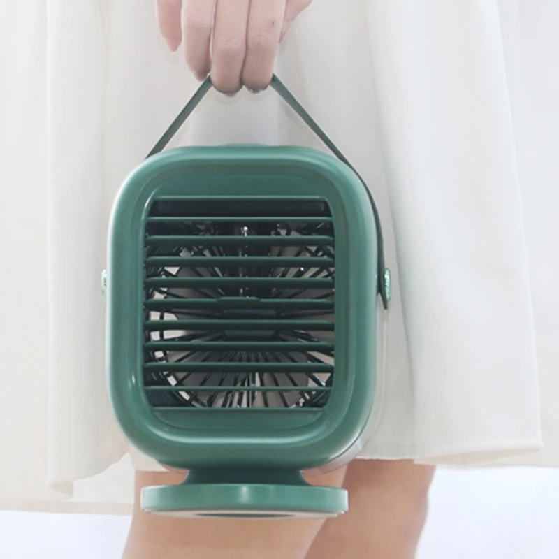 

120 Degree Rotation 2000mAh Air Conditioner Fan USB Rechargeable Air Cooler 3 Speeds Humidifier Misting Fan for Home Office Room