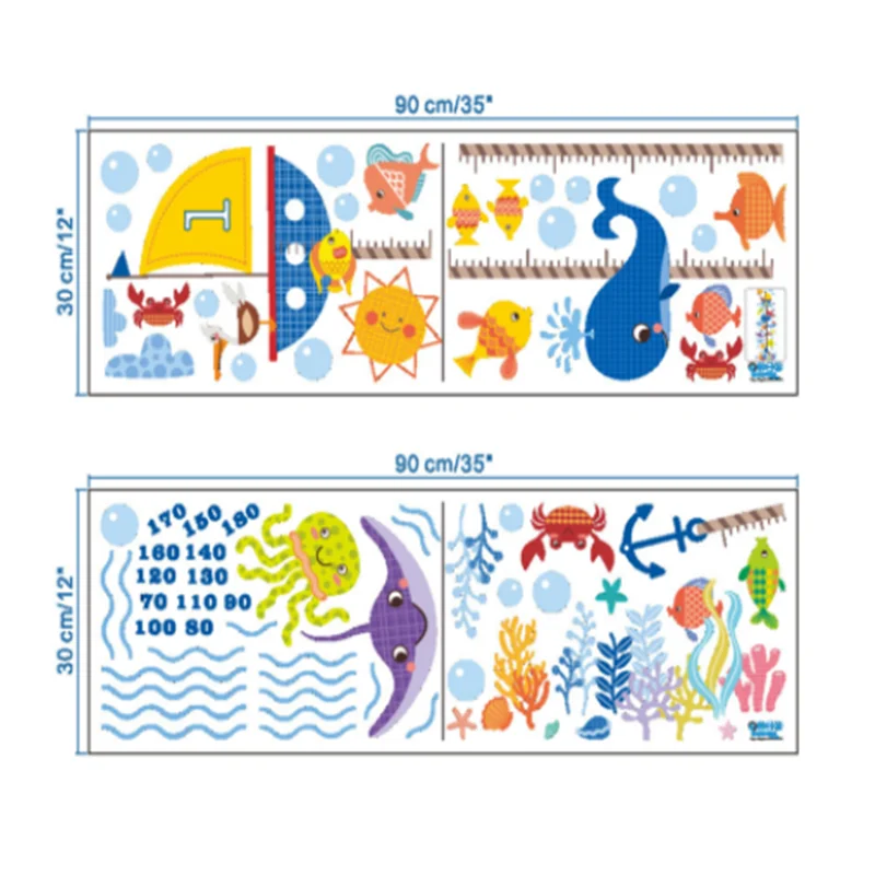 

Cute Sea Animal Height Measure Wall Sticker For Kids Room Nursery Child Growth Chart Wall Decal Baby Gift Animal Room Dcor