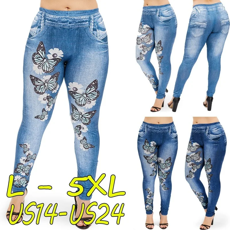 Women Butterfly Print Leggings Sport Pants High Waist Fitness Trousers New  - buy with discount