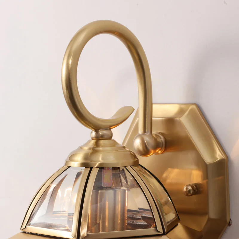 FKL Ретро настенная лампа медная наружная для двора Европейский