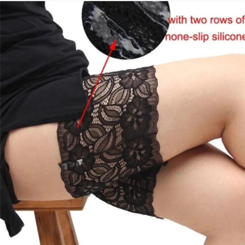 Женские сексуальные кружевные антифрикционные носки до бедер черные белые гетры