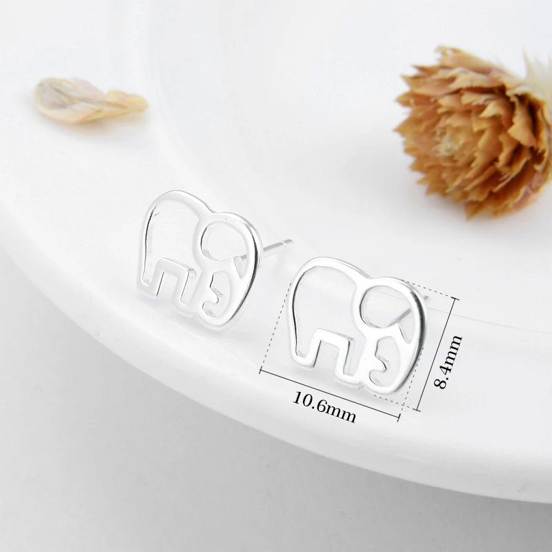 Подлинное серебро 925 пробы серьги с животными слоны маленькие серьги-гвоздики