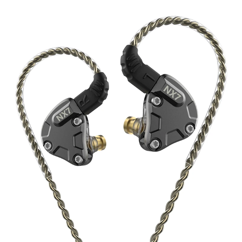 NX7 Black no mic NICEHCK NX7 IEM наушники в ухо 4BA+ двойной карбоновый нанотрубка динамический Пьезоэлектрический Керамический Гибридный 7 Драйвер единиц IEM DJ наушники - Цвет: NX7 Black no mic