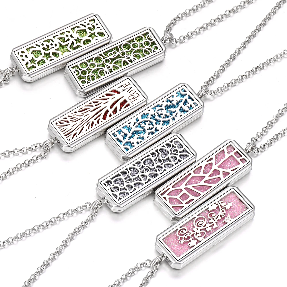 Новинка Подвеска для ароматерапии диффузор Прямоугольный Открытый медальон