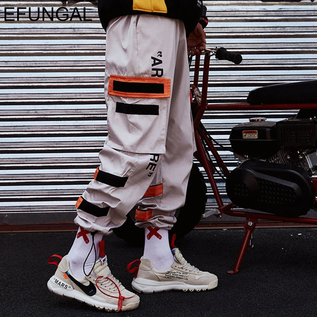 EFUNGAL мужские брюки шаровары с боковыми карманами в стиле хип хоп повседневные для