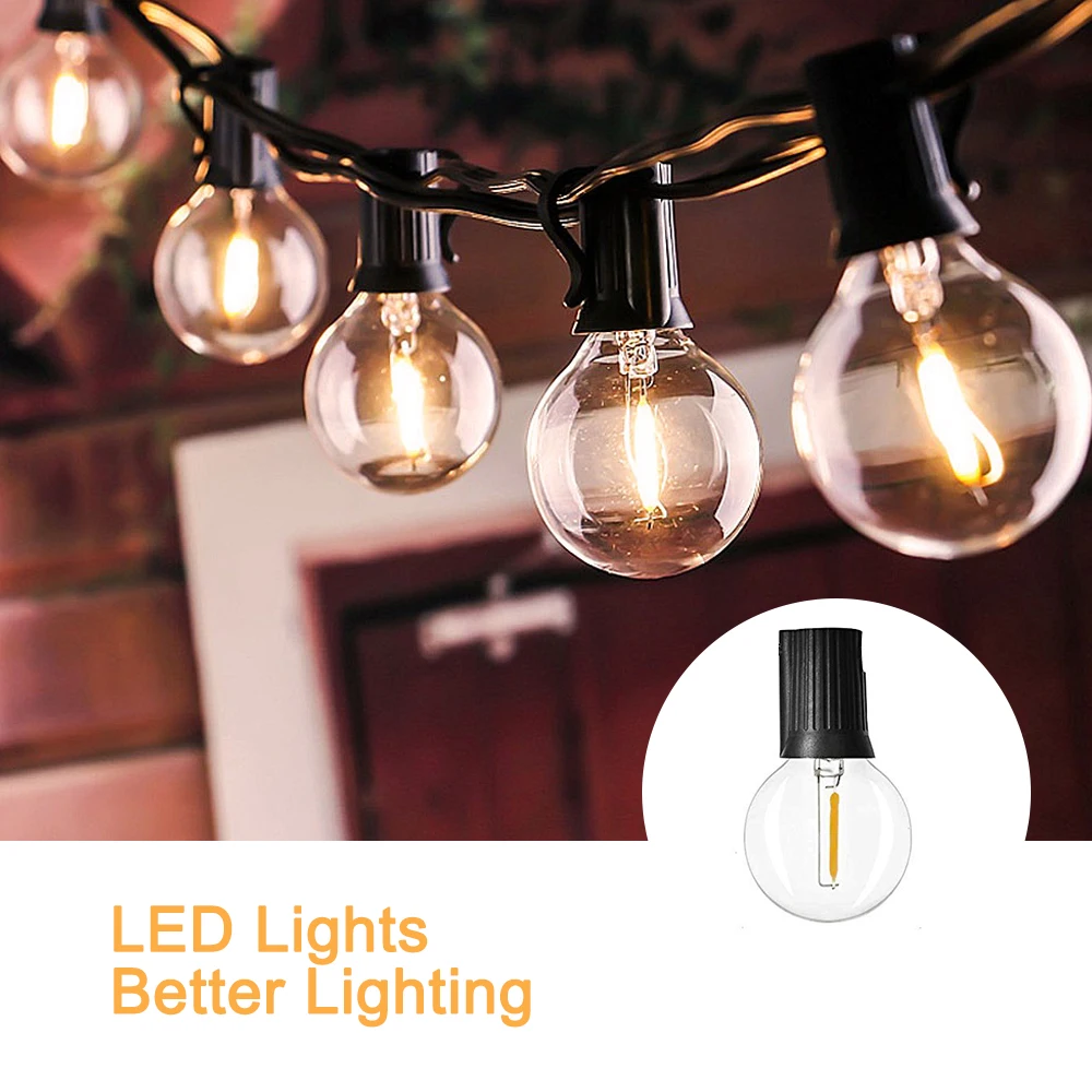 G40 Глобус Солнечная струнная лампа 25 прозрачный СВЕТОДИОДНЫЙ винтажный задний