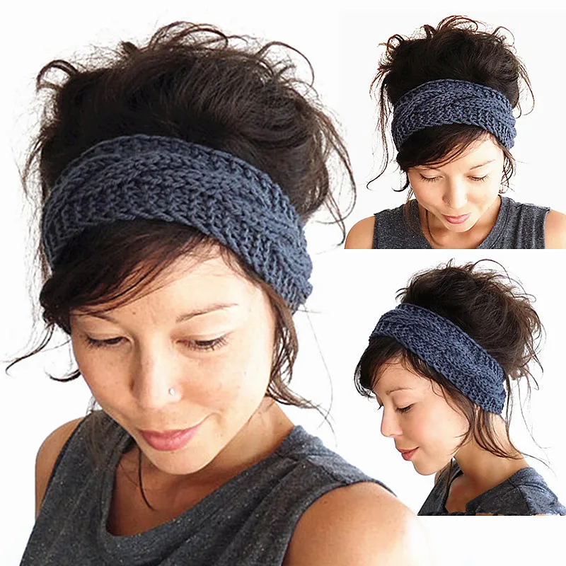 

Винтажная витая вязаная зимняя повязка на голову, шерстяная теплая бандана, повязки для волос для женщин и девушек, цельный тюрбан, повязка ...