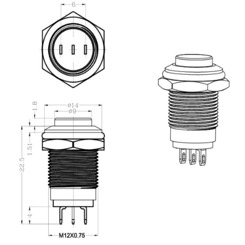 1 шт. 12 мм металлический кнопочный переключатель самоблокировка с