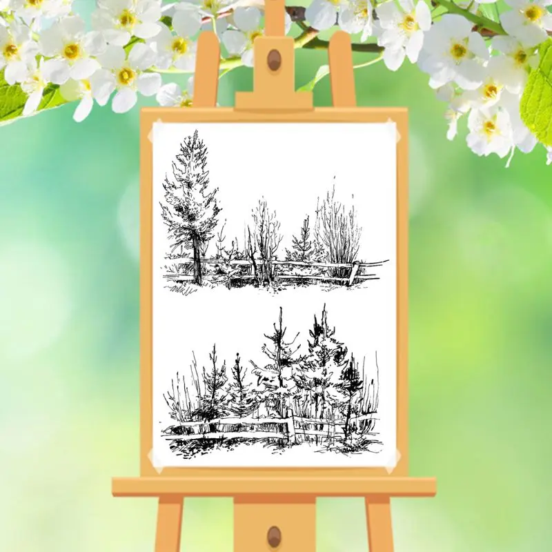 

Lush Forest Tree DIY Silicone Clear Stamp Cling Seal Scrapbook Embossing Album 95AA