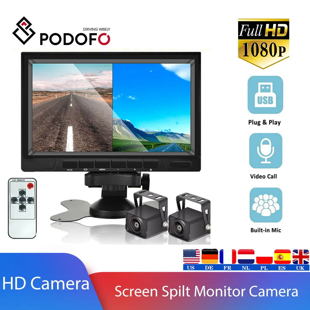 

Видеорегистратор Podofo 1080P HD с разрезом и камерой заднего вида