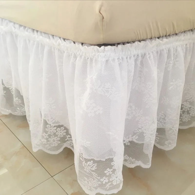 Rufflled юбка для кровати с цветочным декором свадьбы кружевная эластичное