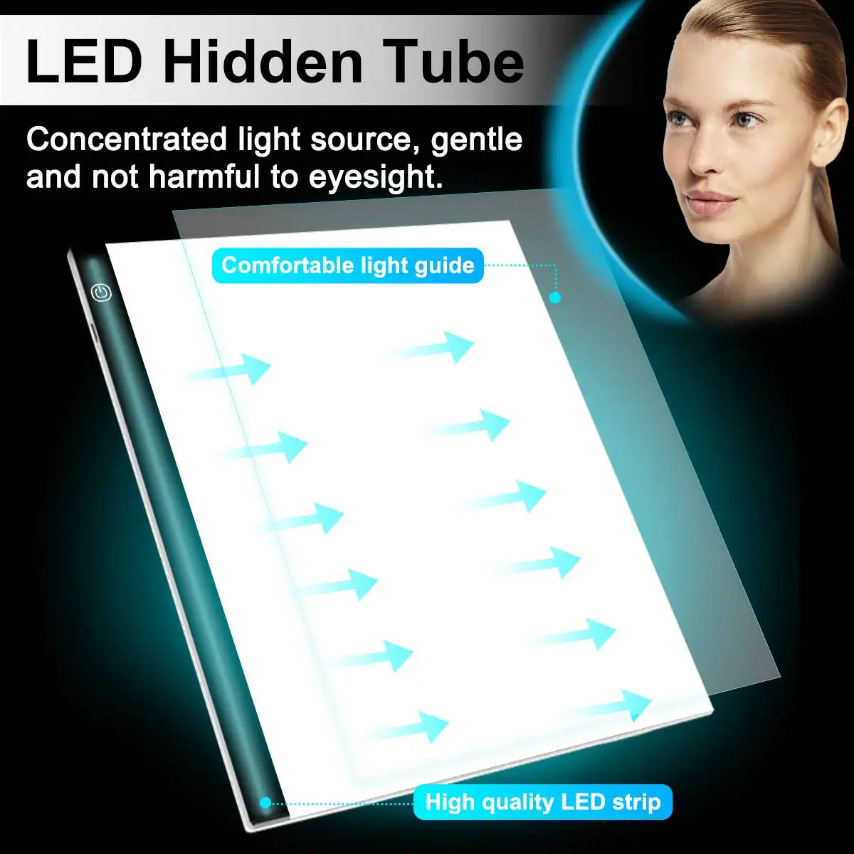 

A3 Ultra-Thin Portable LED Light Box Tracer, USB Powered Cable Dimmable Brightness, LED Artcraft Copy Painting Board for Artists