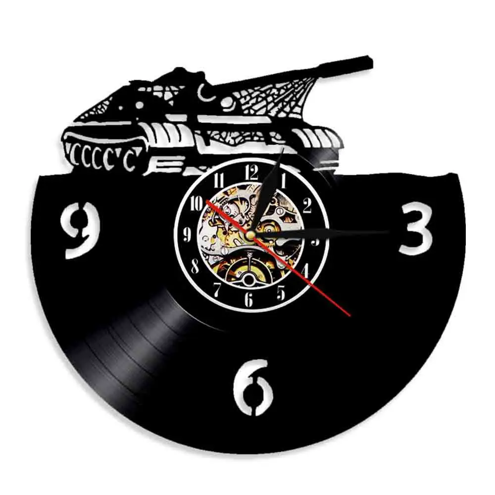 

Main Battle Tank Wall Clock Military Battle Tank Vinyl Record Wall Clock Tank War Target Wall Decor Gift for Military Personnel