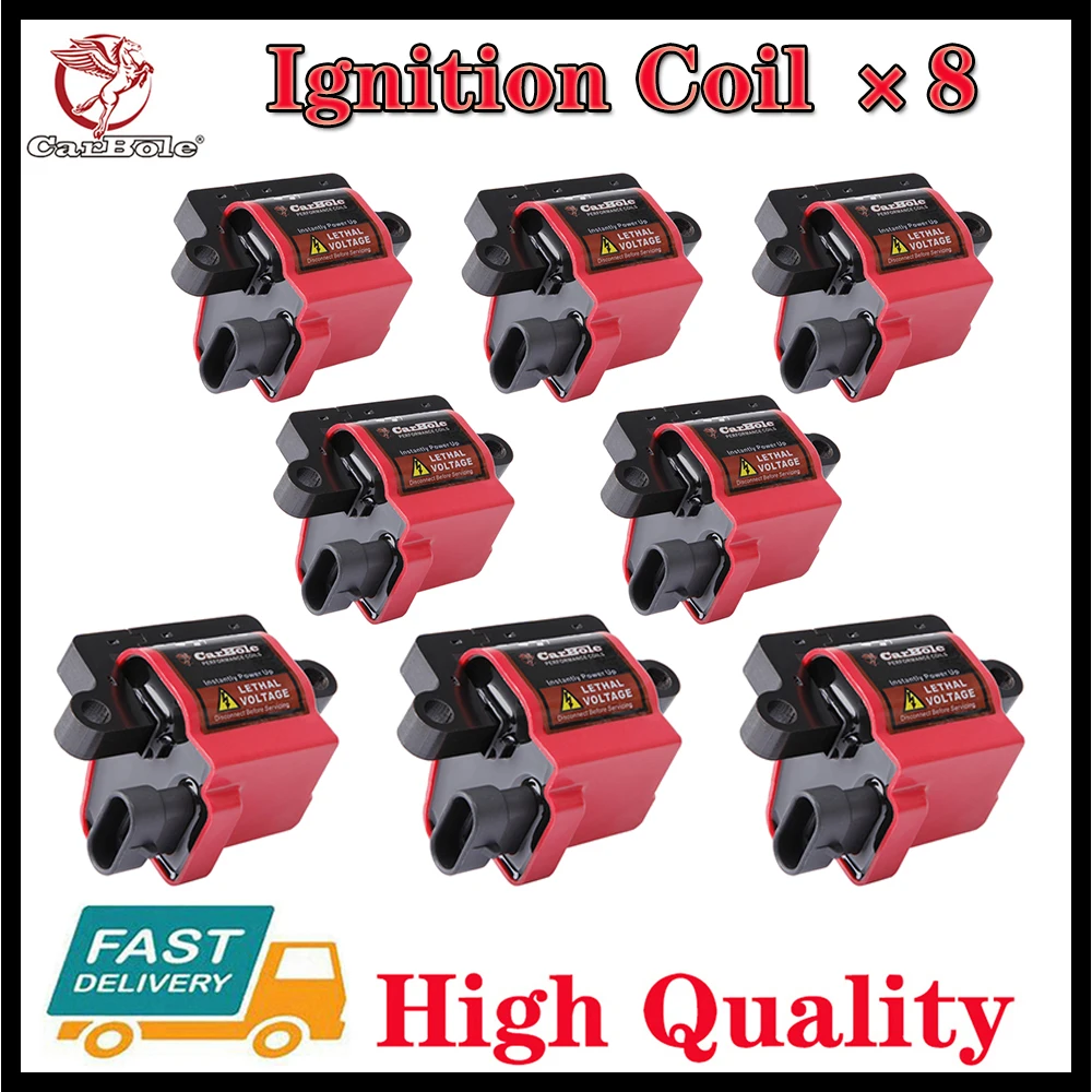 

Высокопроизводительная квадратная Катушка зажигания для Chevy GMC HUMMER Silverado V8 12558693 4.8L 5.3L 6.0L 8.1L, карбон UF271, 8 упаковок