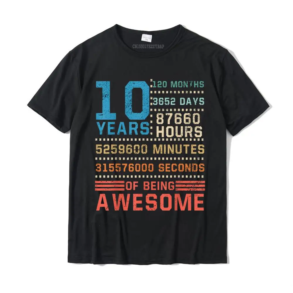 

10 Years Old 10th Birthday Vintage Retro 120 Months Funny T-Shirt Normal Top T-Shirts Designer Male Tops T Shirt