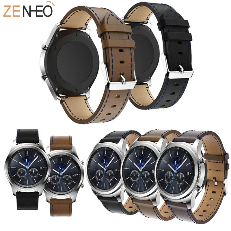 

Кожаный мужской ремень для отдыха и спорта, деловой ремешок для Samsung Gear S3 Frontier/классические часы 46 мм ремешок для часов 22 мм сменные полосы