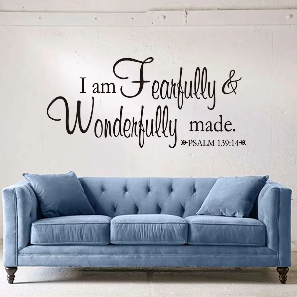

I Am Fearfully And Wonderfully Made Psalm 139:14 Vinyl Wall Decal Sscripture Wall Art Vinyl Lettering