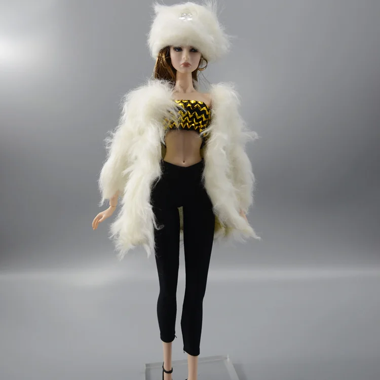 DF0901 Xinyi/ комплект зимней одежды, плюшевое пальто, костюм, свитер, юбка, одежда, одежда для 1/6 BJD, кукла Барби FR ST, игрушка для девочки - Цвет: DF0901