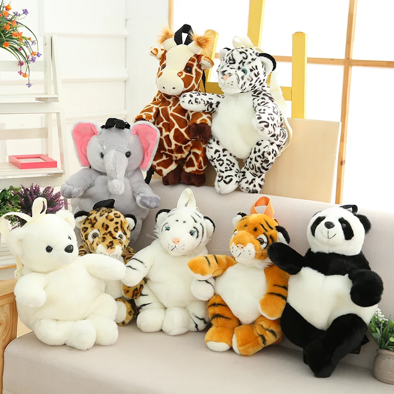 

Плюшевый рюкзак 40 см с имитацией животного, милый леопард, тигр, белый медведь, панда, мягкий детский рюкзак для малышей, детский сад, школьный портфель, подарок