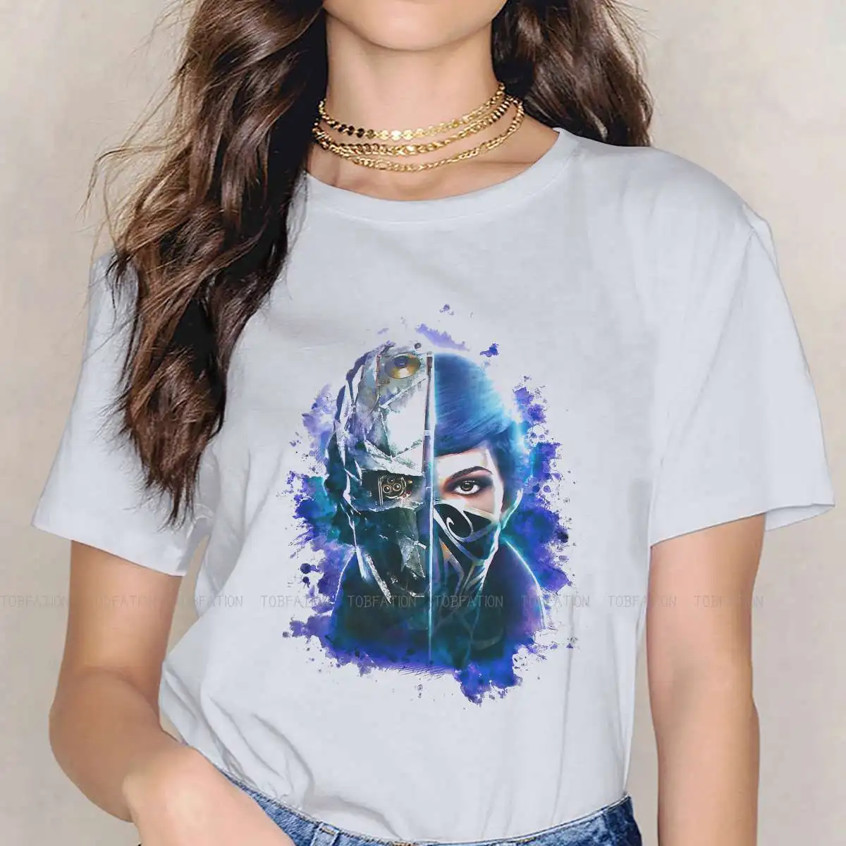 BLUE Special TShirt for Girl Dishonored Rat Assassin Corvo Jessamine Arkane Game Top Quality 4XL  T Shirt Stuff Hot Sale