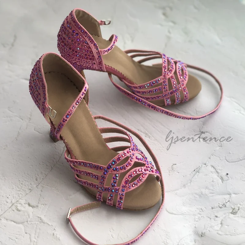 Туфли женские атласные с открытым носком туфли для латиноамериканских танцев