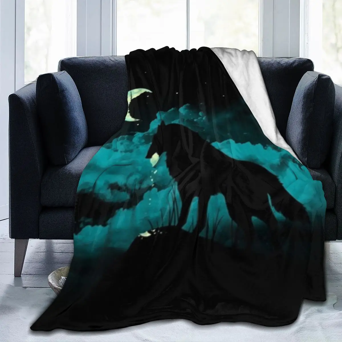 

Wild Wolf And Moon Animals Galaxy Soft Cozy Fleece Throw Blankets For Sofa Bed Couch Dropship Wholesale Decorative Family Throw