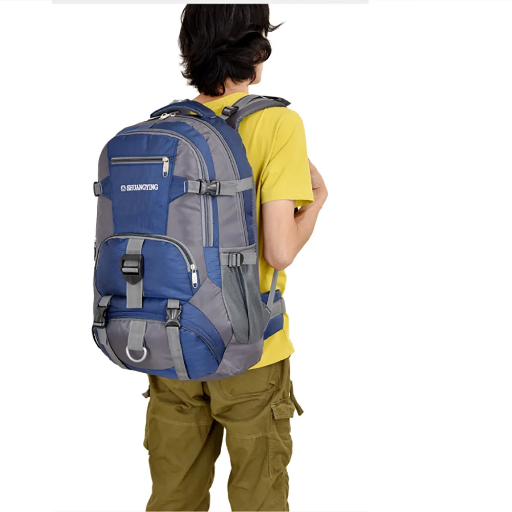 

Summer Youth Backpack Men Large Capacity Man Travel Backpack Outdoor Hiking Bag Blue For Mountaineering Vacation Durable