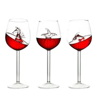 creative seahorse crystal wine glasses dolphin starfish whisky glass cups cocktail brandy bar crafts decorations