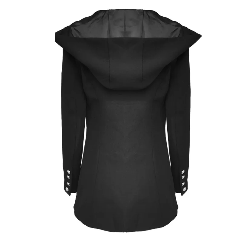 HIGH STREET/новейший стильный дизайнерский Блейзер, куртка женская, длинный рукав, двубортный, с капюшоном, Длинный блейзер, верхняя одежда