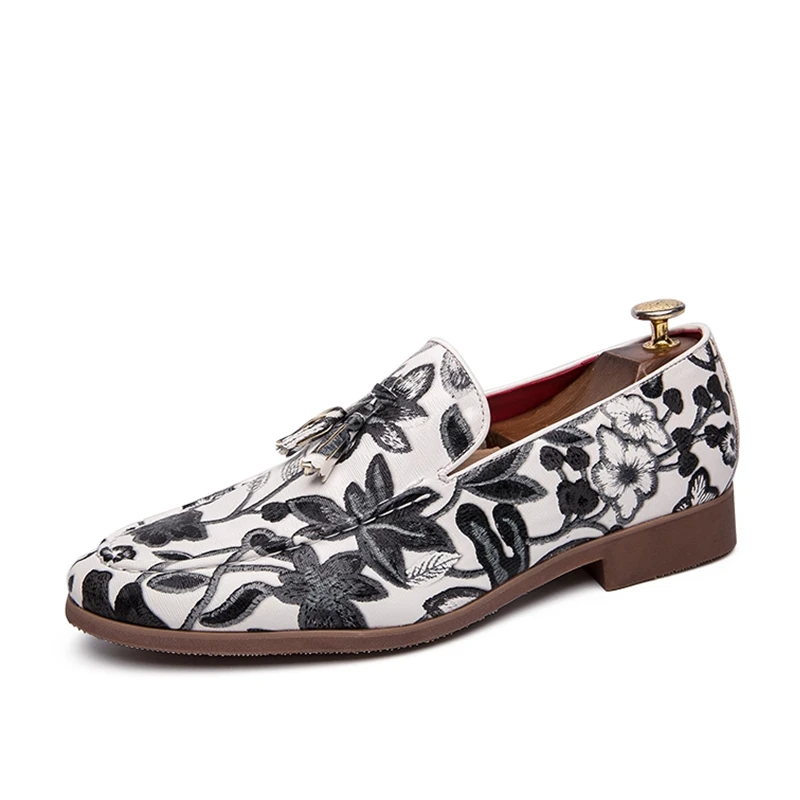 

Luxury Itlian Leather Shoes Men New Fashion Flowers Prints Lace Up Wedding Office Shoes Formal Oxford Shoes for Men Formal Shoes