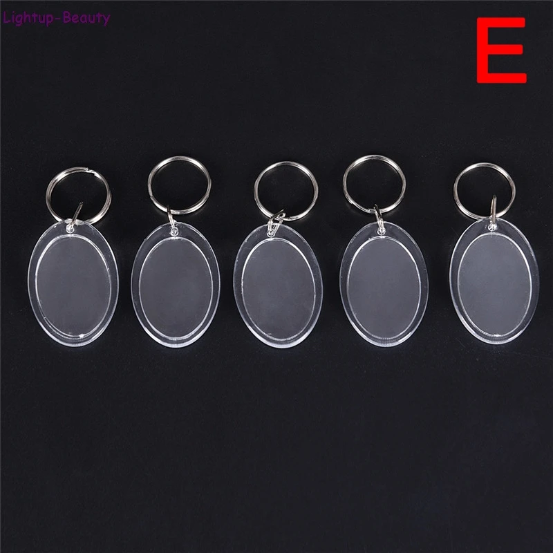 

5pcs/lot Rectangle/Heart/Round Styles Transparent Blank Acrylic Insert Photo Picture Frame Keyring Keychain DIY Split Ring Gift