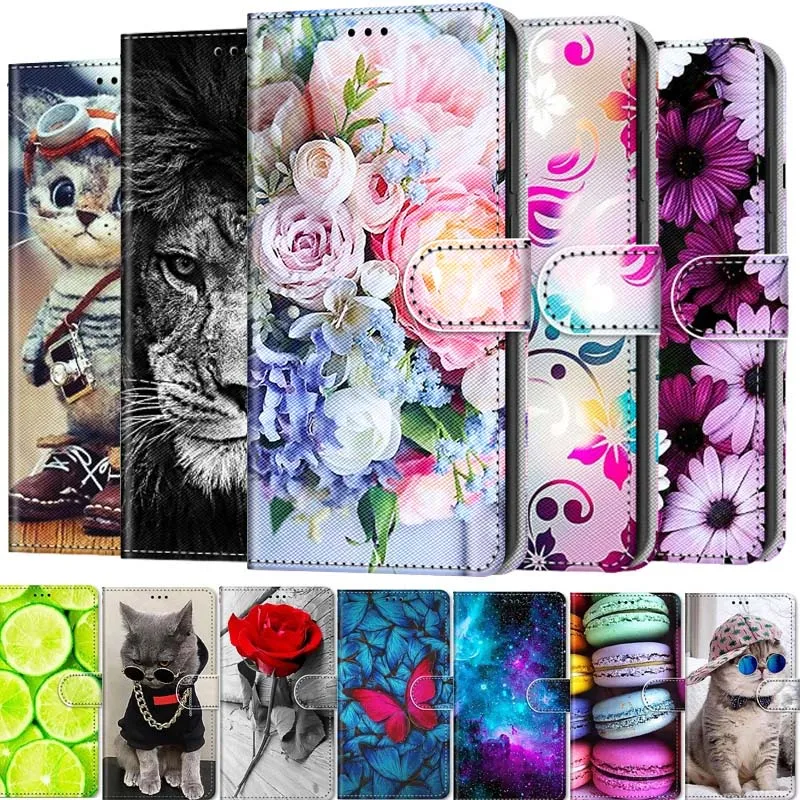 

Phone Case For Samsung Galaxy A02 A02S A12 A32 A52 A72 5G Wallet Painted Leather Flip Card Holder Stand Book Cover M02 M02S M12