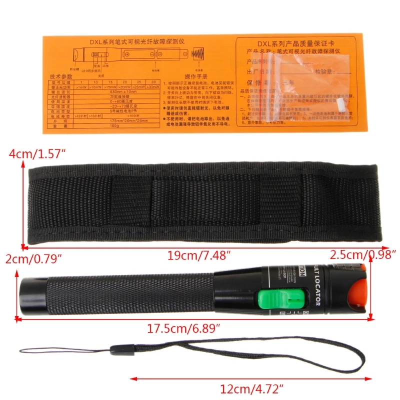 

Visual Fault Locator 30mW Red Light Source Fiber Optic Cable Tester Pen Tool