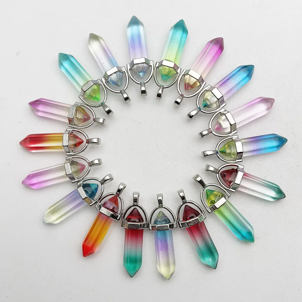 

Glass crystal pillar Pendants fashion mixed & necklaces for making Jewelry new charm pendulum accessory 24pcs/lot Free shipping