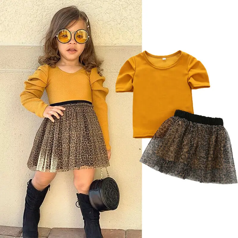 Детская одежда для маленьких девочек желтые Топы с коротким рукавом юбка-пачка